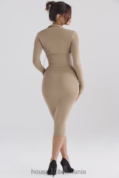 îmbrăcăminte House of CB fusta midi din tricot camel camel X4F68884