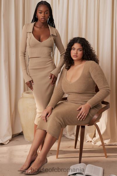 îmbrăcăminte House of CB fusta midi din tricot camel camel X4F68884