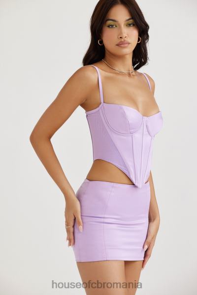 îmbrăcăminte House of CB fustă mini din satin orhidee elodie X4F68932