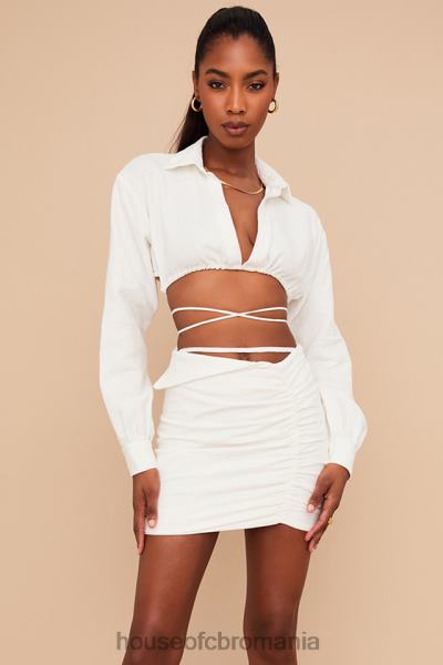 îmbrăcăminte House of CB fustă mini emmy off white cu talie îndoită X4F68962