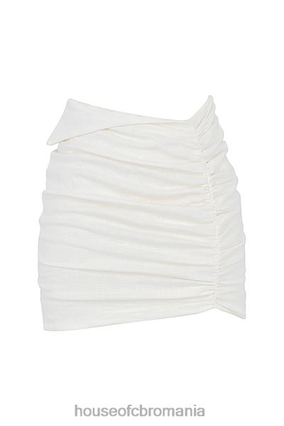 îmbrăcăminte House of CB fustă mini emmy off white cu talie îndoită X4F68962