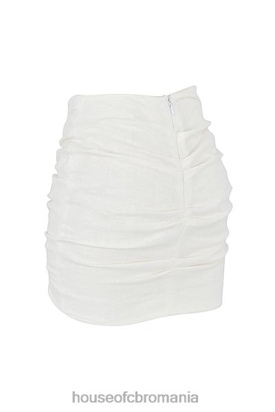 îmbrăcăminte House of CB fustă mini emmy off white cu talie îndoită X4F68962
