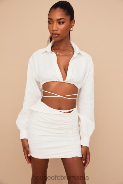 îmbrăcăminte House of CB fustă mini emmy off white cu talie îndoită X4F68962