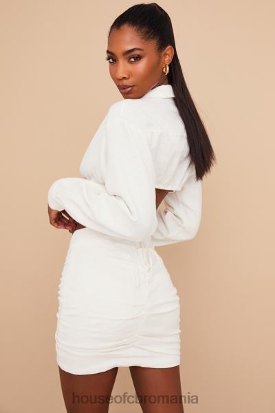 îmbrăcăminte House of CB fustă mini emmy off white cu talie îndoită X4F68962