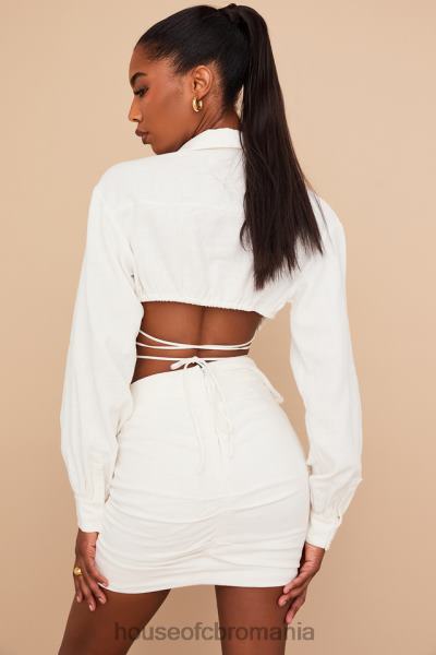 îmbrăcăminte House of CB fustă mini emmy off white cu talie îndoită X4F68962