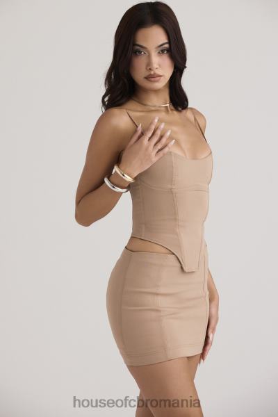 îmbrăcăminte House of CB fustă mini sculptată bej nisha X4F68927