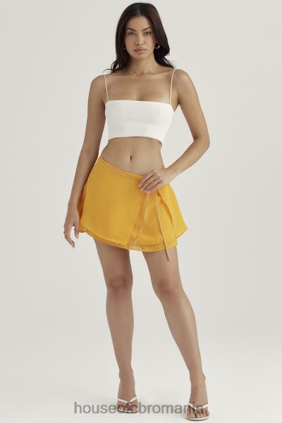 îmbrăcăminte House of CB fustă mini stratificată flotantă Clarice Tangerine X4F68918