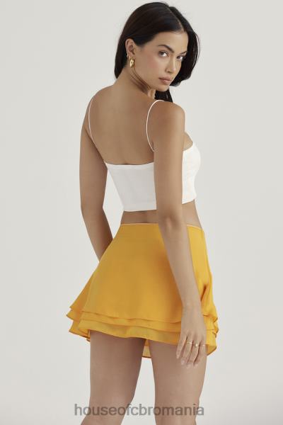 îmbrăcăminte House of CB fustă mini stratificată flotantă Clarice Tangerine X4F68918