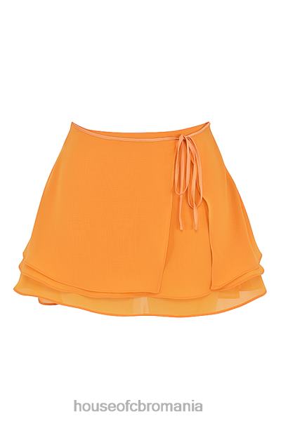 îmbrăcăminte House of CB fustă mini stratificată flotantă Clarice Tangerine X4F68918