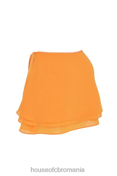îmbrăcăminte House of CB fustă mini stratificată flotantă Clarice Tangerine X4F68918