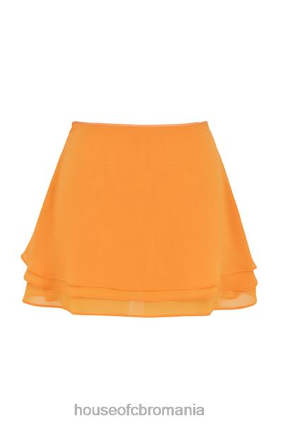 îmbrăcăminte House of CB fustă mini stratificată flotantă Clarice Tangerine X4F68918