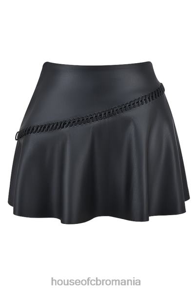 îmbrăcăminte House of CB fusta mini din piele vegana neagra nova X4F68842