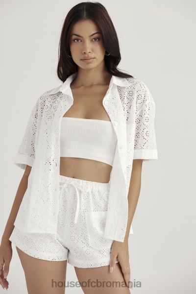 îmbrăcăminte House of CB pantaloni scurți albi din broderie englezească mae X4F68914