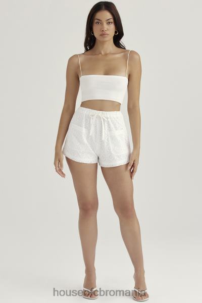 îmbrăcăminte House of CB pantaloni scurți albi din broderie englezească mae X4F68914