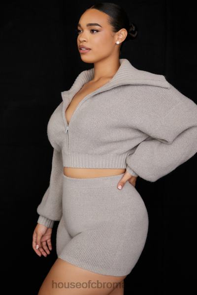 îmbrăcăminte House of CB pantaloni scurți cu talie înaltă din tricot gri la pământ X4F68950