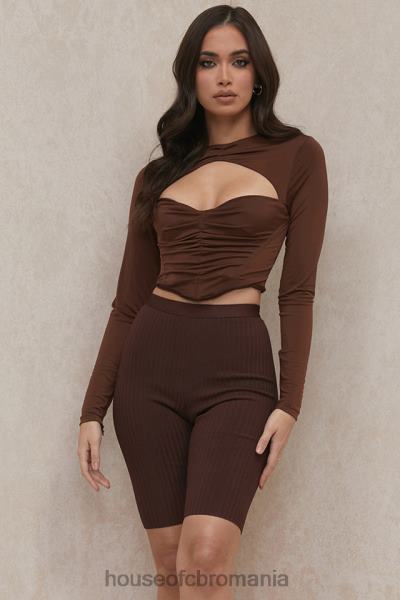 îmbrăcăminte House of CB pantaloni scurți de ciclu cu bandaj de ciocolată verona X4F68980