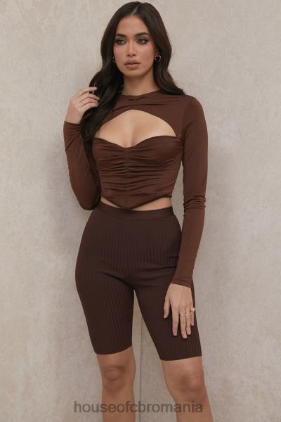 îmbrăcăminte House of CB pantaloni scurți de ciclu cu bandaj de ciocolată verona X4F68980