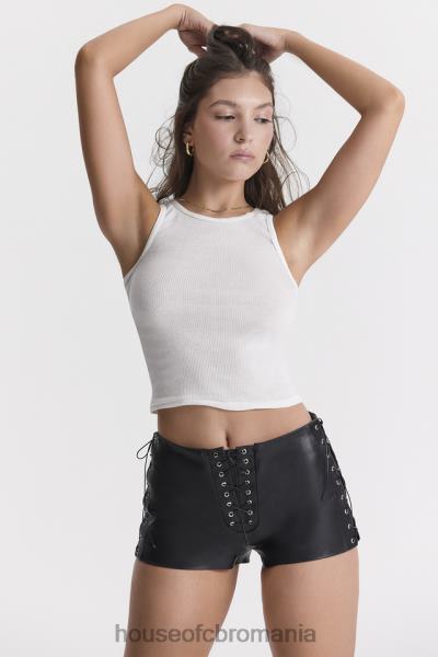îmbrăcăminte House of CB pantaloni scurți micro mini din piele vegană neagră azora X4F68868