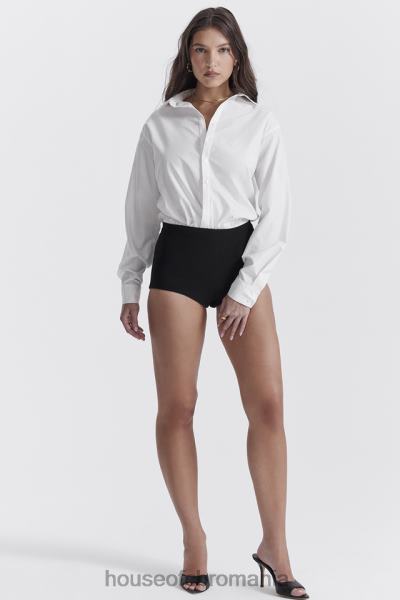 îmbrăcăminte House of CB pantaloni scurți negri tahni cu talie înaltă X4F68857