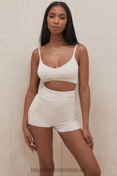 îmbrăcăminte House of CB pantaloni scurți pufos din tricot crem elijah cu talie înaltă X4F68988