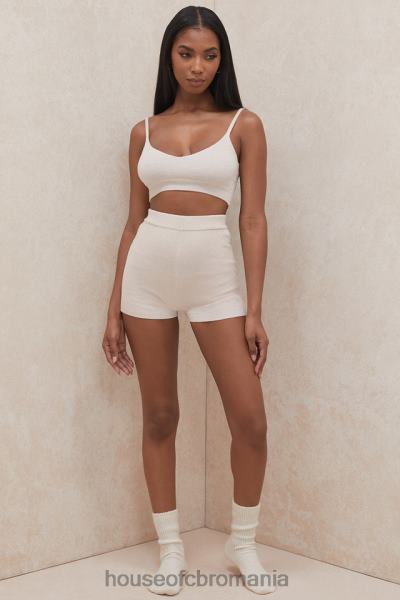 îmbrăcăminte House of CB pantaloni scurți pufos din tricot crem elijah cu talie înaltă X4F68988