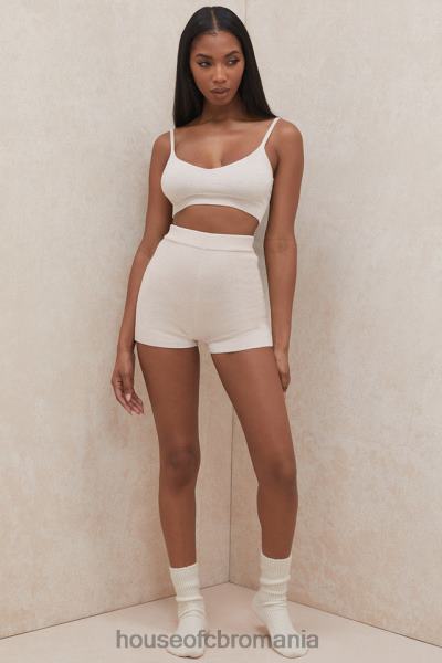 îmbrăcăminte House of CB pantaloni scurți pufos din tricot crem elijah cu talie înaltă X4F68988
