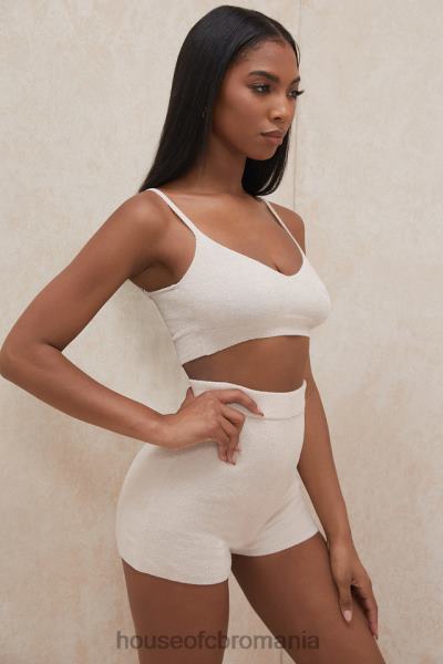 îmbrăcăminte House of CB pantaloni scurți pufos din tricot crem elijah cu talie înaltă X4F68988