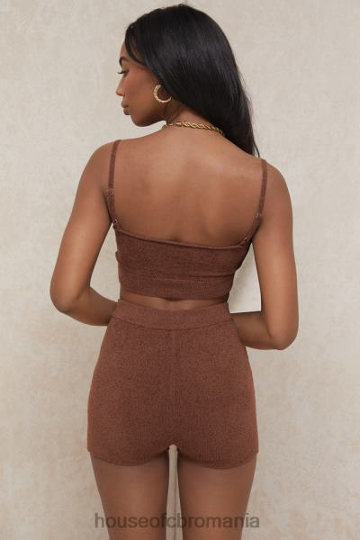 îmbrăcăminte House of CB pantaloni scurți pufos din tricot elijah chocolate cu talie înaltă X4F68987