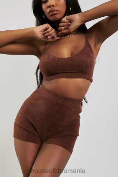 îmbrăcăminte House of CB pantaloni scurți pufos din tricot elijah chocolate cu talie înaltă X4F68987