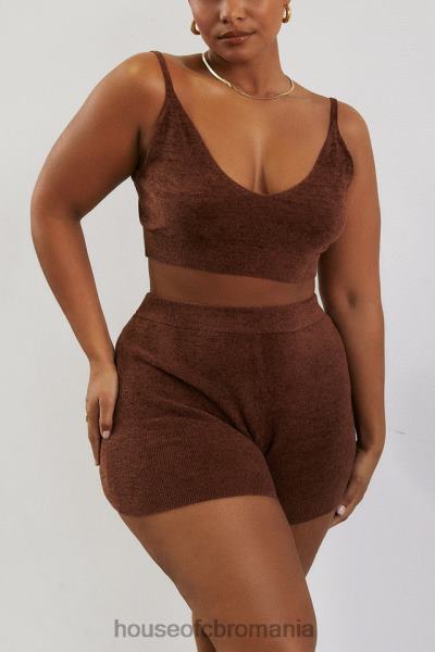 îmbrăcăminte House of CB pantaloni scurți pufos din tricot elijah chocolate cu talie înaltă X4F68987