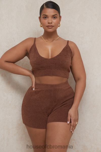 îmbrăcăminte House of CB pantaloni scurți pufos din tricot elijah chocolate cu talie înaltă X4F68987