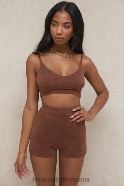 îmbrăcăminte House of CB pantaloni scurți pufos din tricot elijah chocolate cu talie înaltă X4F68987