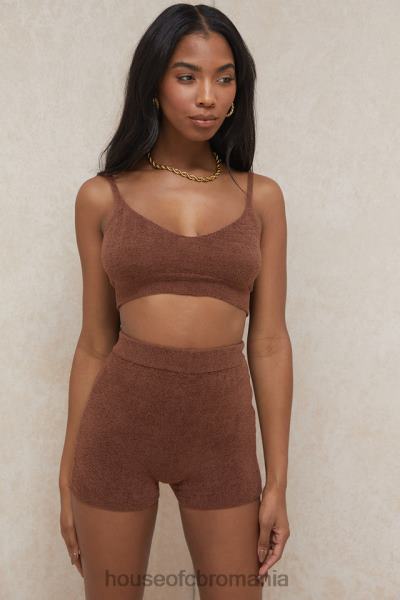 îmbrăcăminte House of CB pantaloni scurți pufos din tricot elijah chocolate cu talie înaltă X4F68987