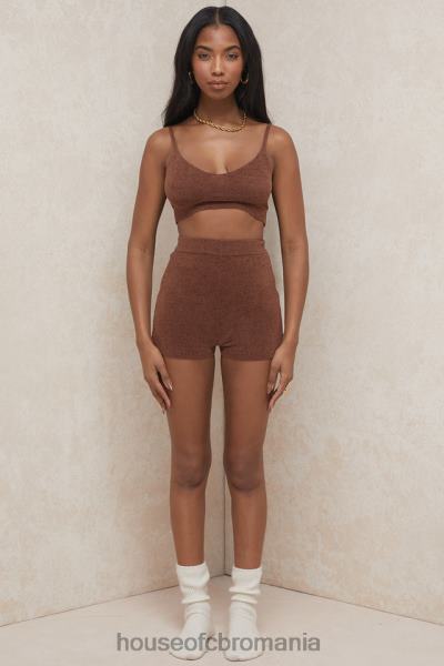 îmbrăcăminte House of CB pantaloni scurți pufos din tricot elijah chocolate cu talie înaltă X4F68987