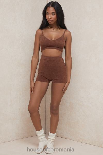 îmbrăcăminte House of CB pantaloni scurți pufos din tricot elijah chocolate cu talie înaltă X4F68987