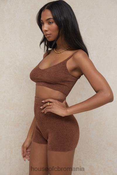 îmbrăcăminte House of CB pantaloni scurți pufos din tricot elijah chocolate cu talie înaltă X4F68987