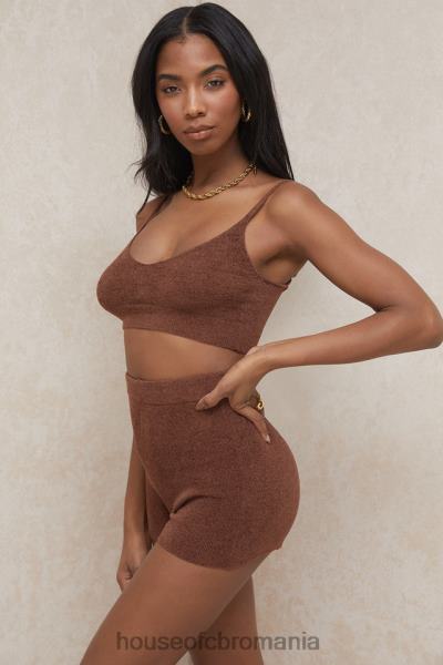 îmbrăcăminte House of CB pantaloni scurți pufos din tricot elijah chocolate cu talie înaltă X4F68987
