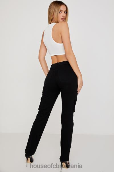 îmbrăcăminte House of CB breanna pantaloni cargo negri cu dantelă X4F68957