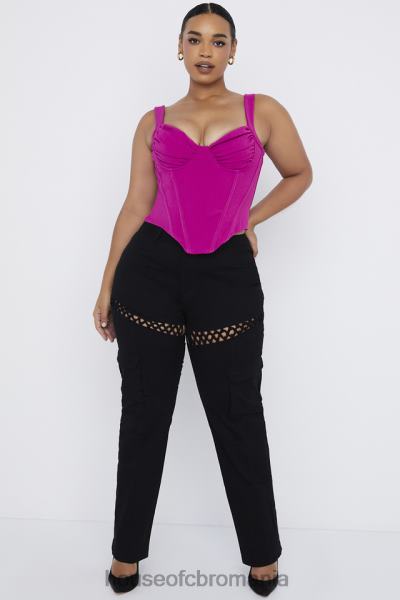 îmbrăcăminte House of CB breanna pantaloni cargo negri cu dantelă X4F68957