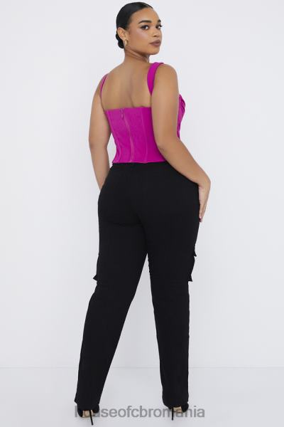 îmbrăcăminte House of CB breanna pantaloni cargo negri cu dantelă X4F68957