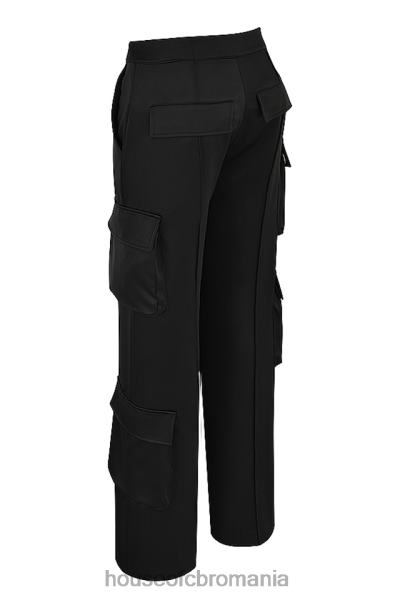 îmbrăcăminte House of CB daria pantaloni cargo drepti din satin negru X4F68942
