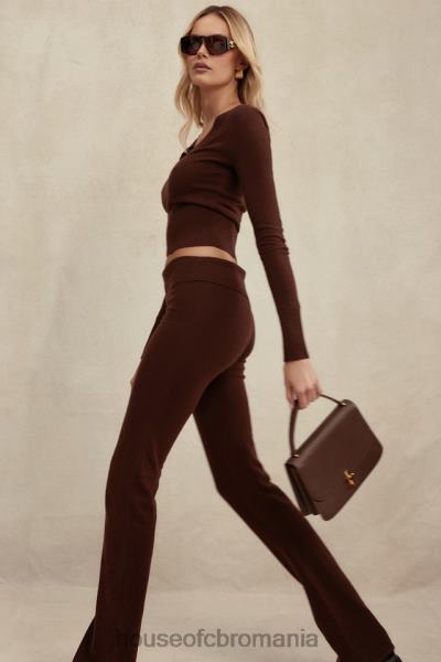 îmbrăcăminte House of CB pantaloni ama din amestec de cașmir ciocolată X4F68826