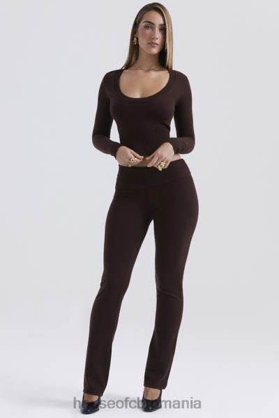 îmbrăcăminte House of CB pantaloni ama din amestec de cașmir ciocolată X4F68826