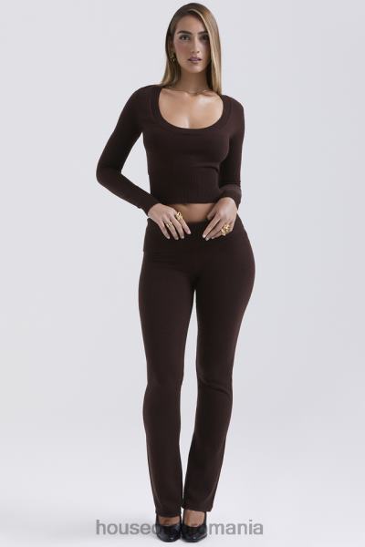 îmbrăcăminte House of CB pantaloni ama din amestec de cașmir ciocolată X4F68826