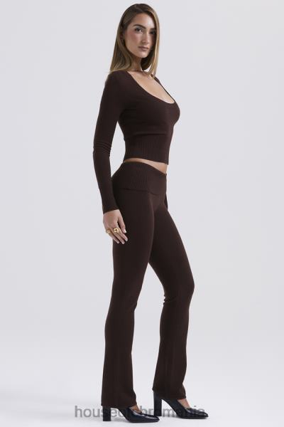 îmbrăcăminte House of CB pantaloni ama din amestec de cașmir ciocolată X4F68826