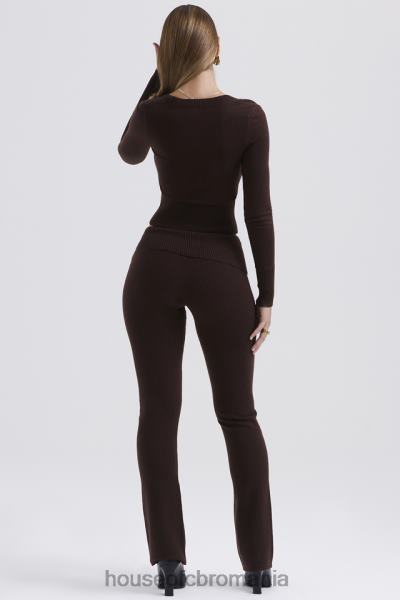 îmbrăcăminte House of CB pantaloni ama din amestec de cașmir ciocolată X4F68826