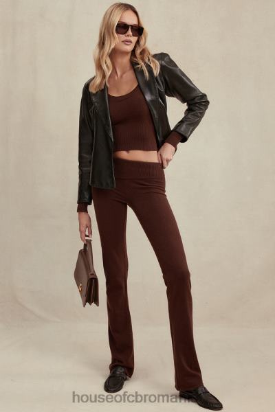 îmbrăcăminte House of CB pantaloni ama din amestec de cașmir ciocolată X4F68826