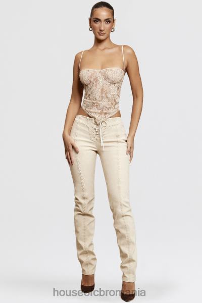 îmbrăcăminte House of CB pantaloni amara beige din piele intoarsa artificiala X4F68891