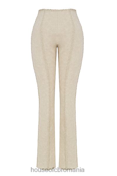 îmbrăcăminte House of CB pantaloni amara beige din piele intoarsa artificiala X4F68891