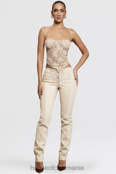 îmbrăcăminte House of CB pantaloni amara beige din piele intoarsa artificiala X4F68891